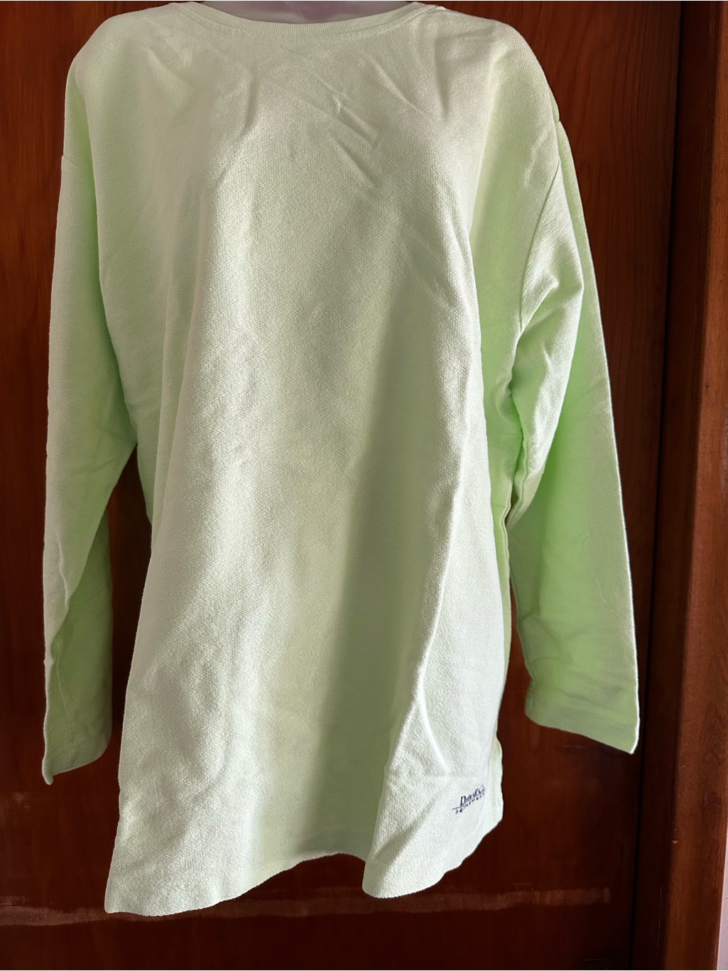 Denim & Co Honeydew Garment Dyed French Terry Top 1x Nwt 100% Cotton